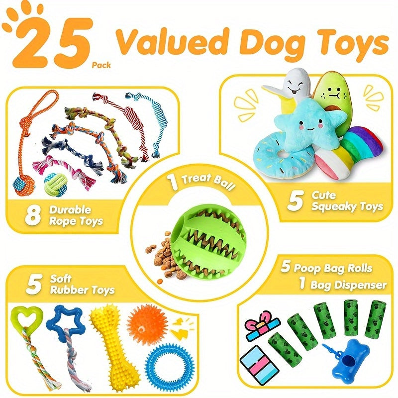 25pcs Dog Chew Toys
