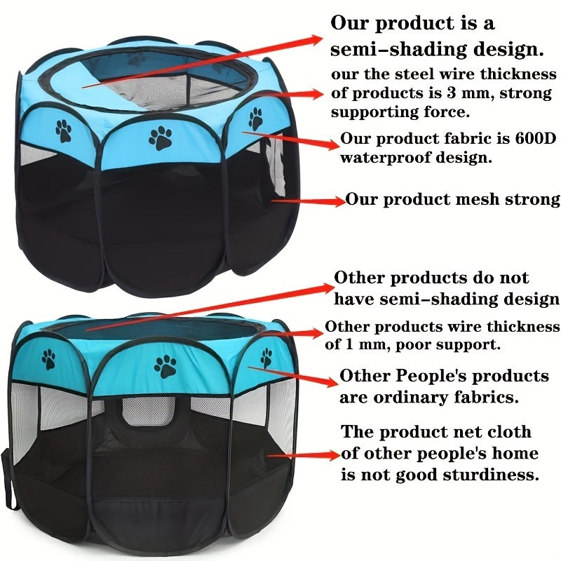 Scratch-Resistant Octagonal Pet Fence Tent