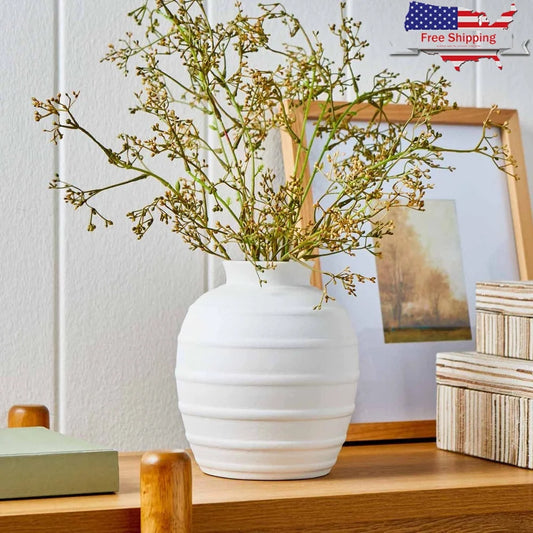 Textured Ribbed Decor Rustic Vase