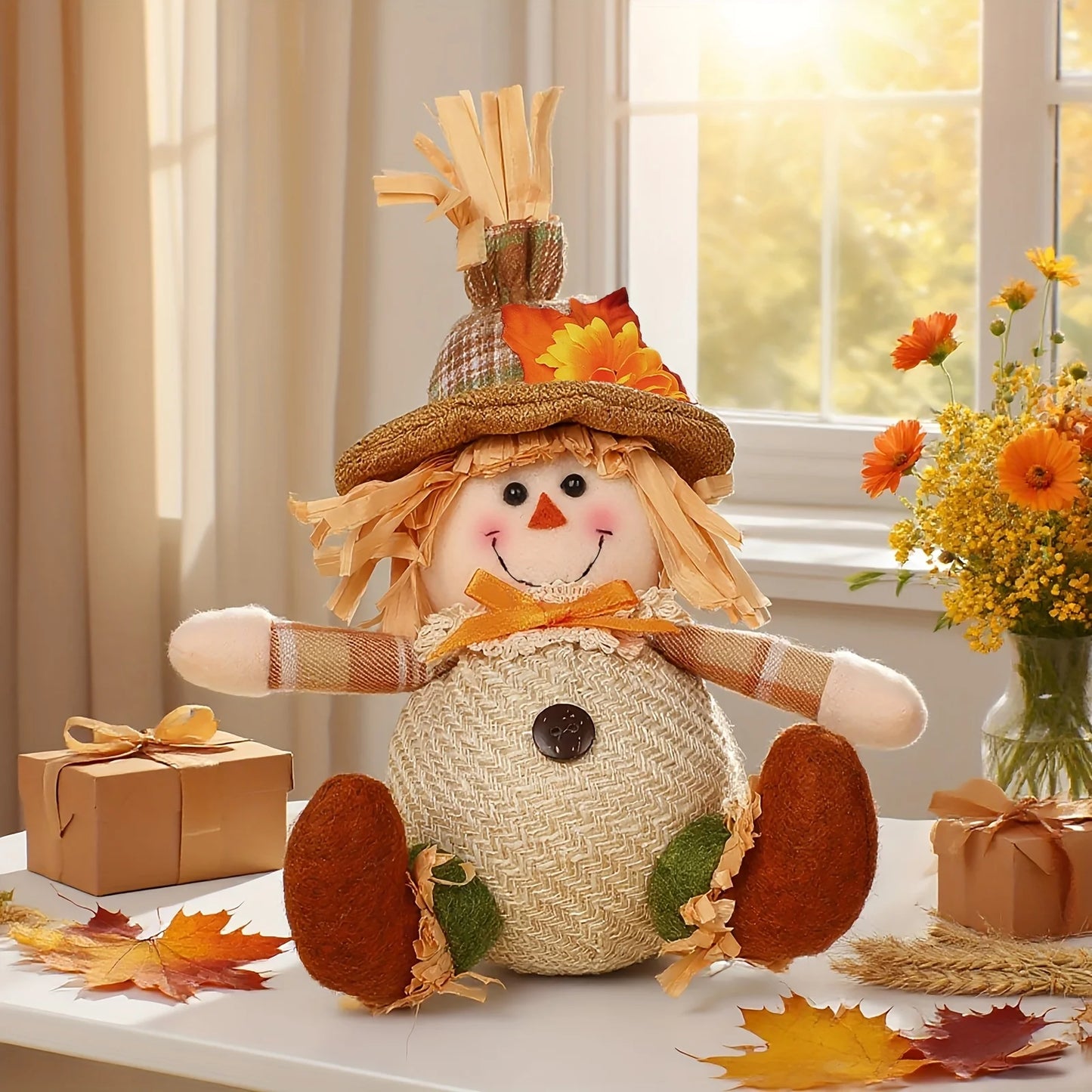 Rustic Autumn Harvest Scarecrow Decor