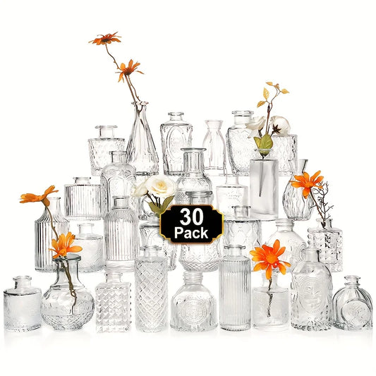 30Pcs Vase Set, Vintage Glass Vases