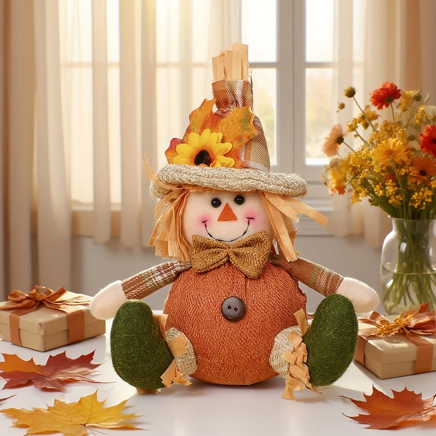 Rustic Autumn Harvest Scarecrow Decor